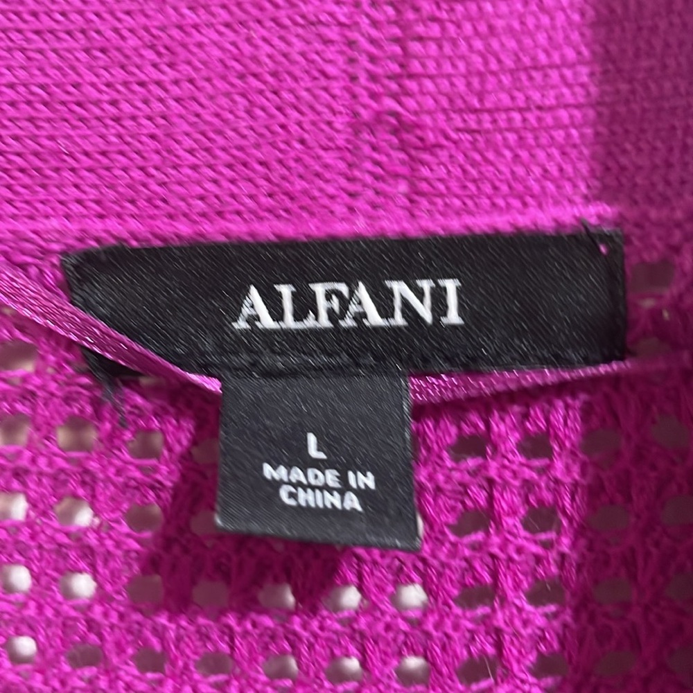 Alfani Fuchsia Open Knit Linen Blend Cardigan Size Large ( NWOT) - Picture 9 of 11